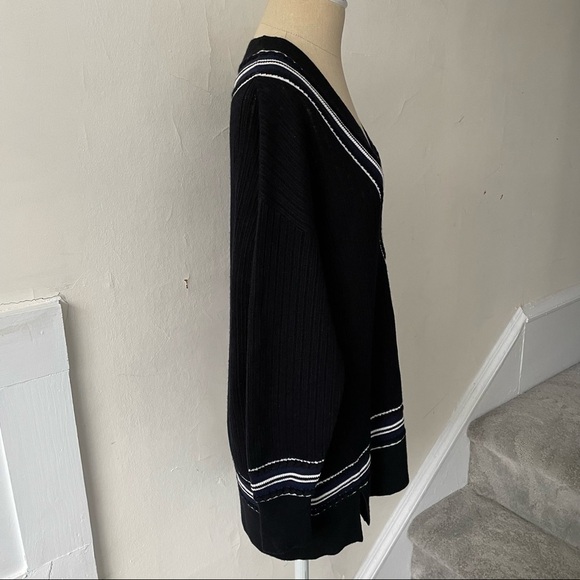 Rag and Bone Dianna Black Merino Wool V-Neck Oversized Midweight Sweater EUC XXS - Picture 9 of 12
